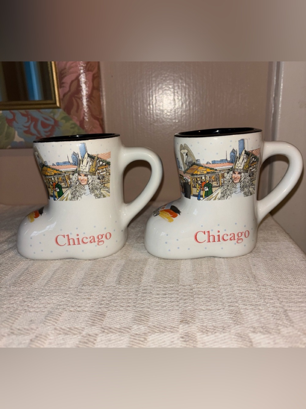 Set of Two 2019 Christkindlmarket Chicago Mugs Boot Limited Edition